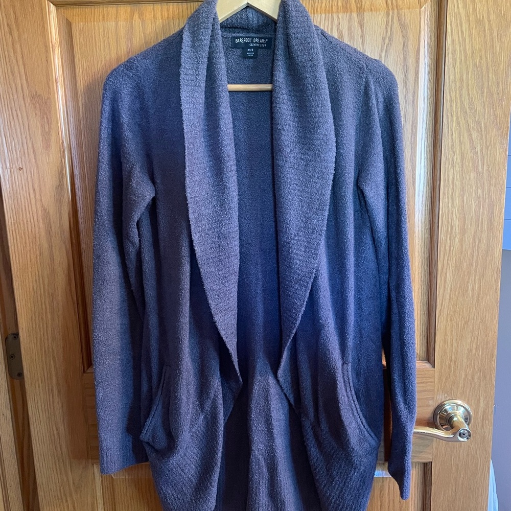 Barefoot Dreams CozyChic Lite Cardigan in Deep Gray size XS/S
